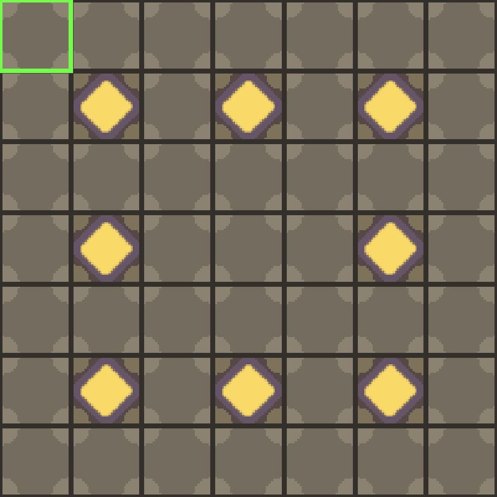The TOA lights puzzle board with its illuminated tiles